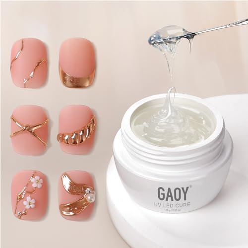 GAOY 3D Sculpting Gel for Nail Art - Semi-Solid Modeling Gel, No Wipe, Clear - for Chrome Powder, Rhinestones & Painting - görsel 2