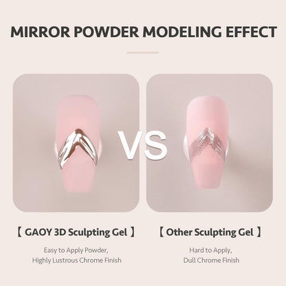 GAOY 3D Sculpting Gel for Nail Art - Semi-Solid Modeling Gel, No Wipe, Clear - for Chrome Powder, Rhinestones & Painting