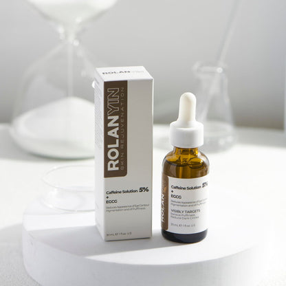 ROLANYIN Caffeine Solution 5% + EGCG Eye Serum – Puffiness Reduction, Dark Circle Treatment, Hydrating, Firming & Soothing Anti-Aging Eye Care (1 Fl Oz)