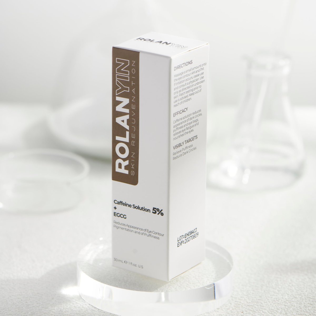ROLANYIN Caffeine Solution 5% + EGCG Eye Serum – Puffiness Reduction, Dark Circle Treatment, Hydrating, Firming & Soothing Anti-Aging Eye Care (1 Fl Oz) - görsel 5