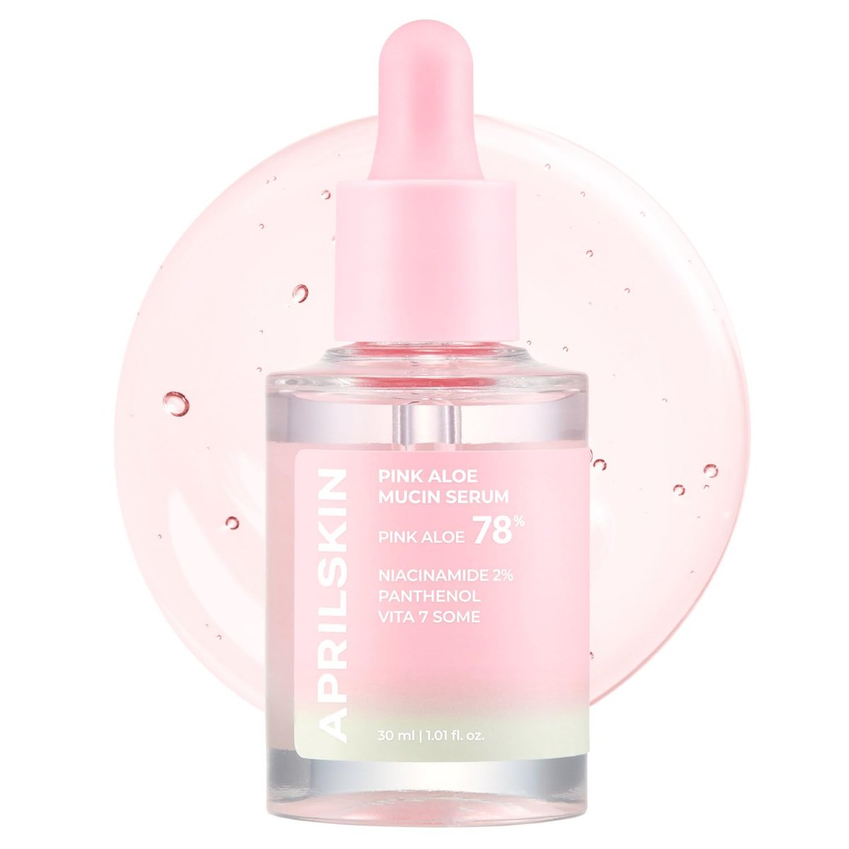 APRILSKIN Pink Aloe Mucin Serum - Hydrating 78% Jeju Aloe Formula, 1.01 fl.oz (30ml) for Glass Glow Skin Avelisse