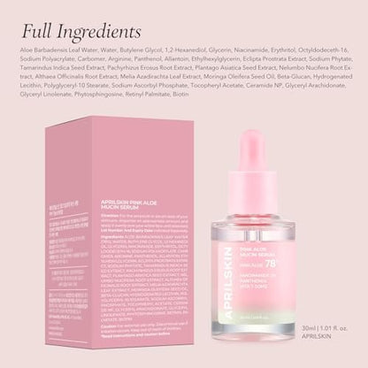 APRILSKIN Pink Aloe Mucin Serum - Hydrating 78% Jeju Aloe Formula, 1.01 fl.oz (30ml) for Glass Glow Skin Avelisse