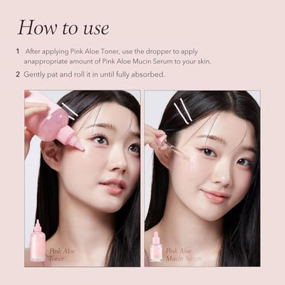 APRILSKIN Pink Aloe Mucin Serum - Hydrating 78% Jeju Aloe Formula, 1.01 fl.oz (30ml) for Glass Glow Skin Avelisse