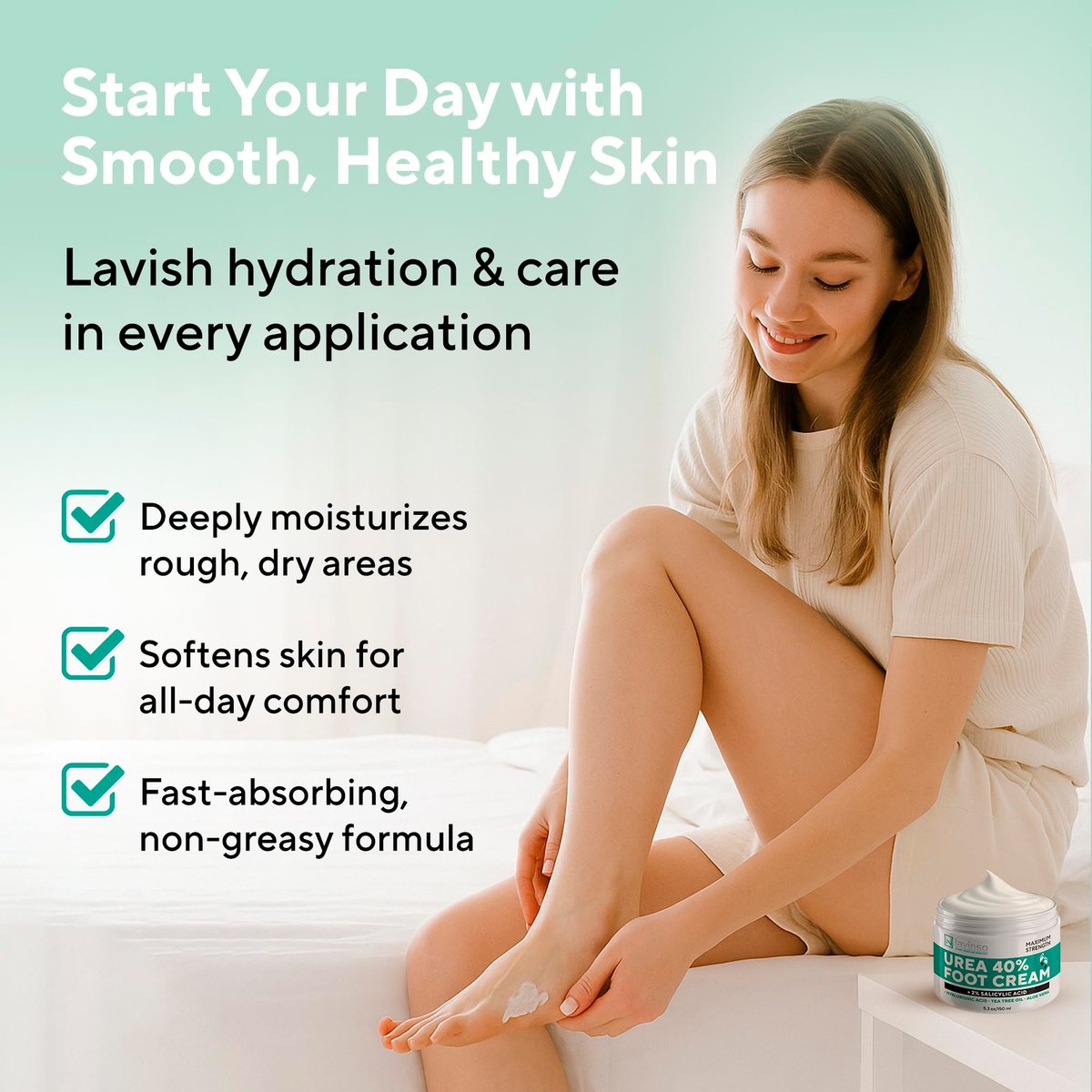 Lavinso Urea Cream 40 Percent for Feet – Maximum Strength Foot Cream for Calluses, Dry Cracked Heels & Rough Skin Repair for Men and Women - görsel 12
