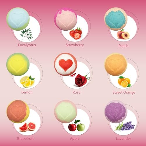 Bath Bombs for Kids with Surprise Inside - 9 Heart Imprint Bath Bombs with Bracelets for Girls, Toddler Bath Bombs for Ages 3-8, Birthday Gifts, Christmas Stocking Stuffers Avelisse