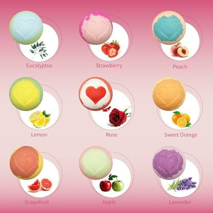 Bath Bombs for Kids with Surprise Inside - 9 Heart Imprint Bath Bombs with Bracelets for Girls, Toddler Bath Bombs for Ages 3-8, Birthday Gifts, Christmas Stocking Stuffers Avelisse