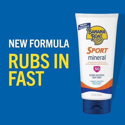 Banana Boat Sport Mineral Sunscreen SPF 50 Lotion - 5 Fl Oz, Zinc Oxide Sunblock Avelisse