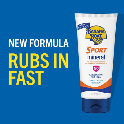 Banana Boat Sport Mineral Sunscreen SPF 50 Lotion - 5 Fl Oz, Zinc Oxide Sunblock Avelisse