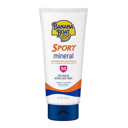 Banana Boat Sport Mineral Sunscreen SPF 50 Lotion - 5 Fl Oz, Zinc Oxide Sunblock Avelisse