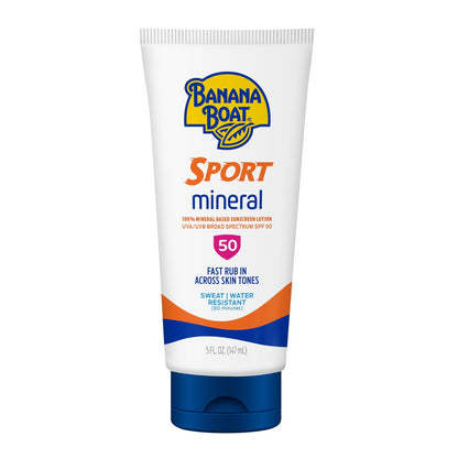 Banana Boat Sport Mineral Sunscreen SPF 50 Lotion - 5 Fl Oz, Zinc Oxide Sunblock Avelisse