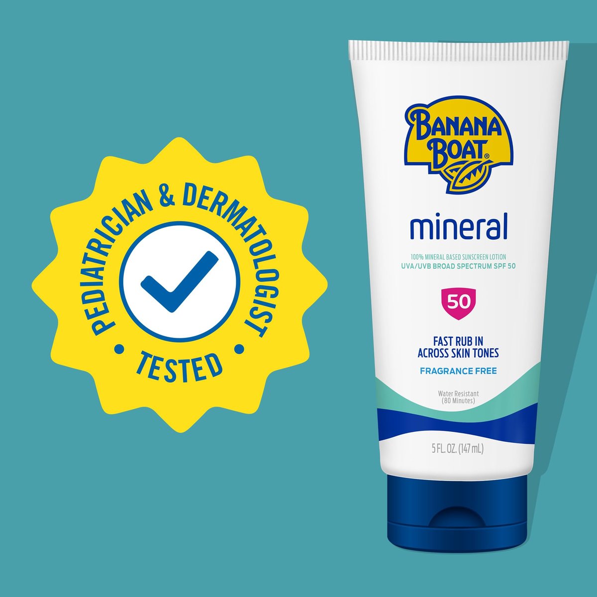 Banana Boat Mineral Sunscreen SPF 50 Lotion, 5 Fl Oz - Zinc Oxide Sunblock, Beach Essentials - görsel 5