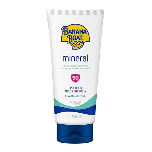 Banana Boat Mineral Sunscreen SPF 50 Lotion, 5 Fl Oz - Zinc Oxide Sunblock, Beach Essentials - görsel 2