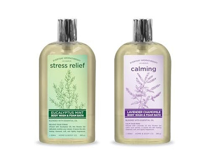 Everyday Aromatherapy Body Wash Duo - Eucalyptus Mint & Lavender Chamomile, 28oz Each, Pack of 2 | Home & Body Company Avelisse