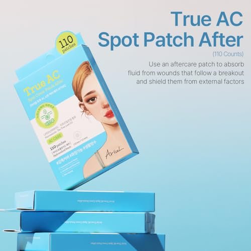 Ariul True AC Clear Spot Patch – Invisible Matte Hydrocolloid Patches, Waterproof, 10mm & 12mm, Korean Skincare (110 Count) Avelisse