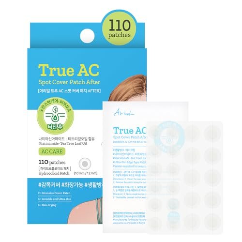 Ariul True AC Clear Spot Patch – Invisible Matte Hydrocolloid Patches, Waterproof, 10mm & 12mm, Korean Skincare (110 Count) Avelisse