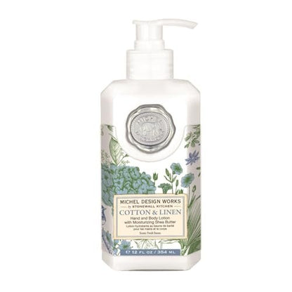 Michel Design Works Hand & Body Lotion, Cotton & Linen (856417) - 12 Fl Oz