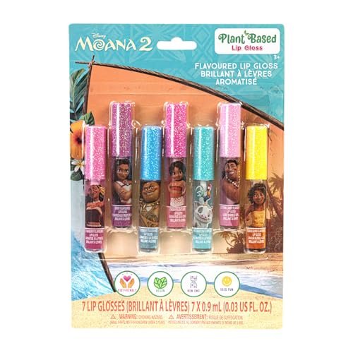 Disney Moana 7 Piece Plant Based Lip Gloss Set – Girls Party Favors, First Makeup for Kids Ages 3+ - görsel 2
