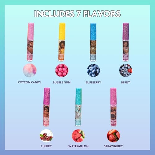 Disney Moana 7 Piece Plant Based Lip Gloss Set – Girls Party Favors, First Makeup for Kids Ages 3+ - görsel 4