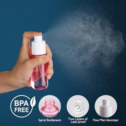 KREMORV Small Spray Bottle Travel Size 4 Pack - 1.35oz/40ml Fine Mist Empty Mini Spray Bottles Refillable Plastic Travel Bottle Set for Traveling and Outgoing