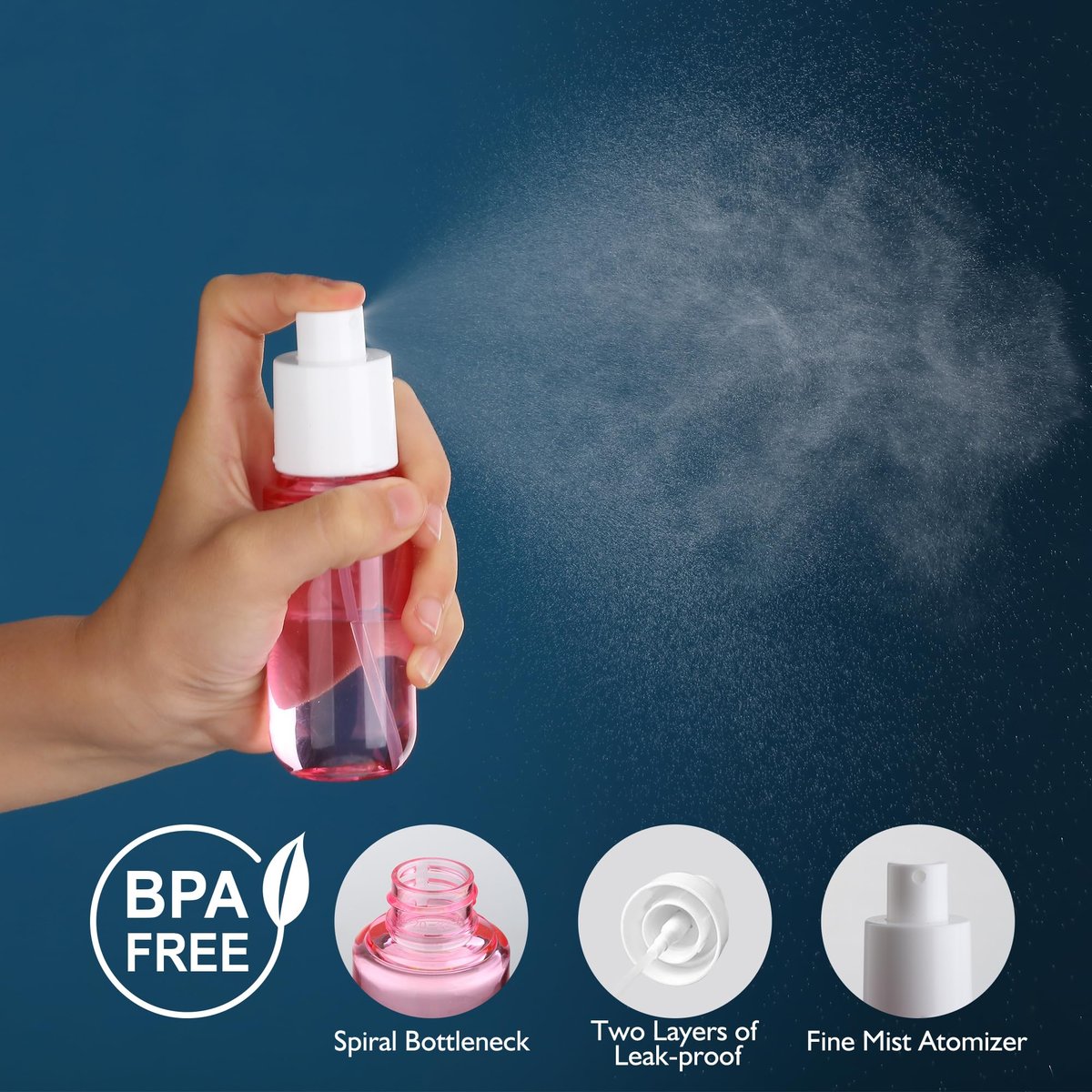 KREMORV Small Spray Bottle Travel Size 4 Pack - 1.35oz/40ml Fine Mist Empty Mini Spray Bottles Refillable Plastic Travel Bottle Set for Traveling and Outgoing - görsel 6