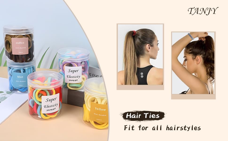 Pink Hair Ties - 100 Pcs Seamless Ponytail Holders - No Damage Thick Hair Bands for Women & Girls - görsel 14