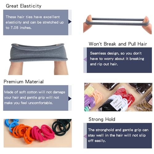 Pink Hair Ties - 100 Pcs Seamless Ponytail Holders - No Damage Thick Hair Bands for Women & Girls - görsel 8