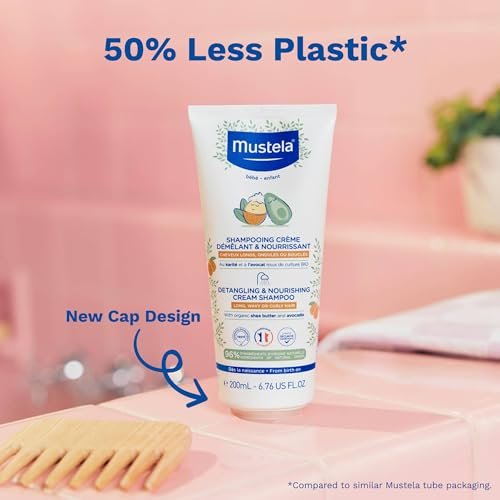 Mustela Detangling & Nourishing Cream Shampoo - Natural Shea Butter & Avocado - Curly & Frizzy Hair - Dermatologist-tested & Safe for Babies and Kids - 6.76 US Fl. Oz. Avelisse