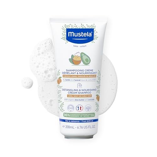 Mustela Detangling & Nourishing Cream Shampoo - Natural Shea Butter & Avocado - Curly & Frizzy Hair - Dermatologist-tested & Safe for Babies and Kids - 6.76 US Fl. Oz. Avelisse