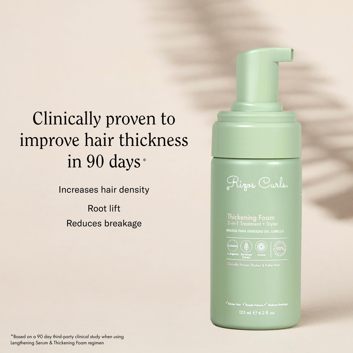 Rizos Curls Thickening Foam 2-in-1 Treatment + Styler - Improve Hair Thickness, Reduce Breakage, Boost Volume & Enhance Hair Health - 4.2 oz Avelisse
