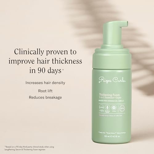 Rizos Curls Thickening Foam 2-in-1 Treatment + Styler - Improve Hair Thickness, Reduce Breakage, Boost Volume & Enhance Hair Health - 4.2 oz Avelisse