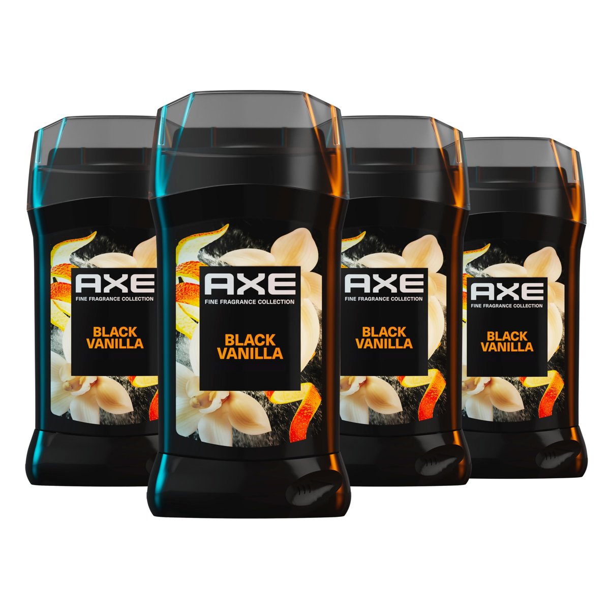 AXE Fine Fragrance Collection Deodorant Stick Black Vanilla with Orange + Sandalwood Essential Oils 4 Pack, 72H Freshness, Aluminum-Free, 3 oz Avelisse