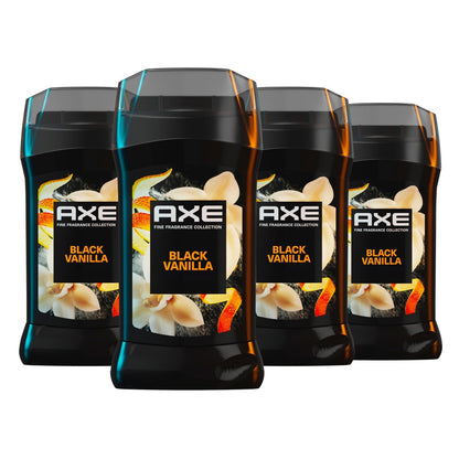 AXE Fine Fragrance Collection Deodorant Stick Black Vanilla with Orange + Sandalwood Essential Oils 4 Pack, 72H Freshness, Aluminum-Free, 3 oz Avelisse