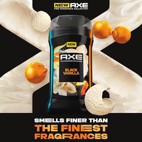AXE Fine Fragrance Collection Deodorant Stick Black Vanilla with Orange + Sandalwood Essential Oils 4 Pack, 72H Freshness, Aluminum-Free, 3 oz Avelisse