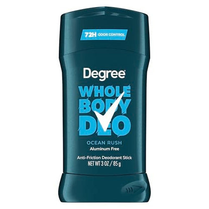 Degree Men Whole Body Deodorant Stick, Ocean Rush Scent, Aluminum Free 72H Odor Protection, 3 oz