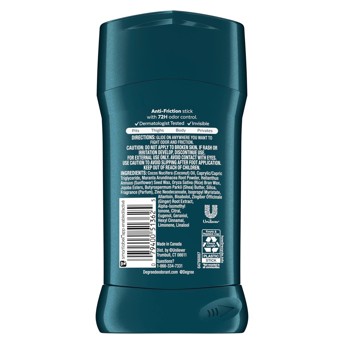 Degree Men Whole Body Deodorant Stick, Ocean Rush Scent, Aluminum Free 72H Odor Protection, 3 oz - görsel 3