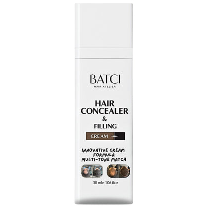 Batci Hair Concealer Cream for Thinning Hair & Bald Spots - Non-Fiber Scalp Concealer Root Touch-Up for Men & Women, Sweat/Water Resistant, One Shade for Black Brown & Grey Hair 1 fl oz (30ml) Avelisse