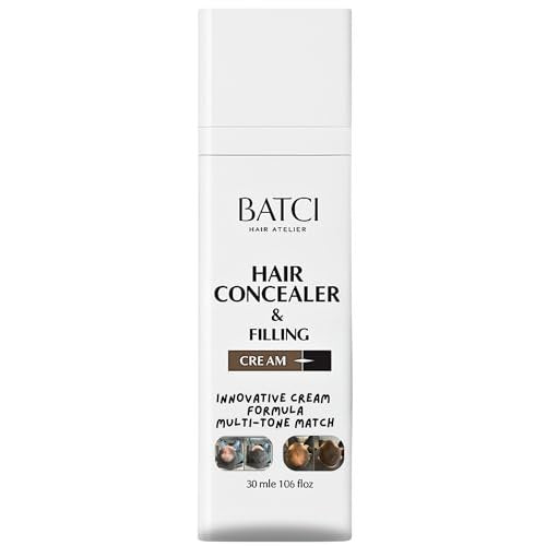 Batci Hair Concealer Cream for Thinning Hair & Bald Spots - Non-Fiber Scalp Concealer Root Touch-Up for Men & Women, Sweat/Water Resistant, One Shade for Black Brown & Grey Hair 1 fl oz (30ml) Avelisse