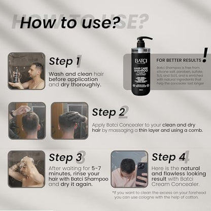 Batci Hair Concealer Cream for Thinning Hair & Bald Spots - Non-Fiber Scalp Concealer Root Touch-Up for Men & Women, Sweat/Water Resistant, One Shade for Black Brown & Grey Hair 1 fl oz (30ml) Avelisse