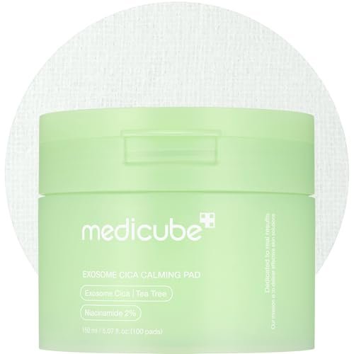 medicube Exosome CICA Tea Tree Calming Toner Pads - 100 Pads for Sensitive Skin, Redness & Breakouts | Low-Irritating Hydrating Korean Skincare Avelisse