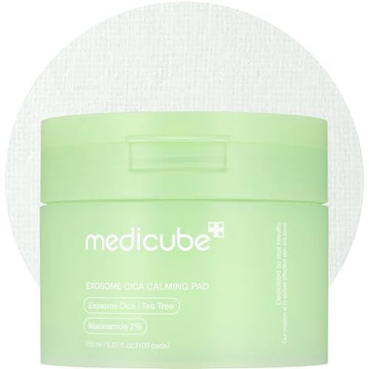 medicube Exosome CICA Tea Tree Calming Toner Pads - 100 Pads for Sensitive Skin, Redness & Breakouts | Low-Irritating Hydrating Korean Skincare Avelisse