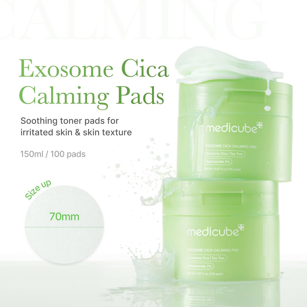 medicube Exosome CICA Tea Tree Calming Toner Pads - 100 Pads for Sensitive Skin, Redness & Breakouts | Low-Irritating Hydrating Korean Skincare Avelisse