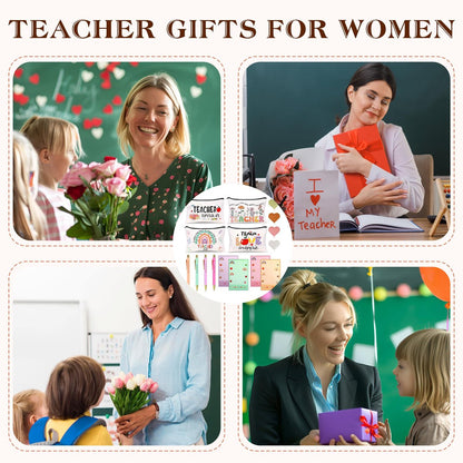 Teacher Appreciation Gifts Bulk (16-Pack) – Survival Kit with Makeup Bags, Bookmarks, Notepad & Pens for Women – Christmas & Valentines Day Gifts Avelisse