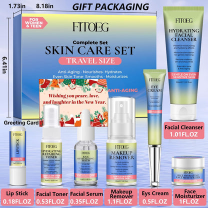 FITOEG Gentle Hydrating Skin Care Set for Teens – Clean Ingredients Daily Facial Skincare Kit, Travel Size Toiletries Essentials for Teenage Girls & Women