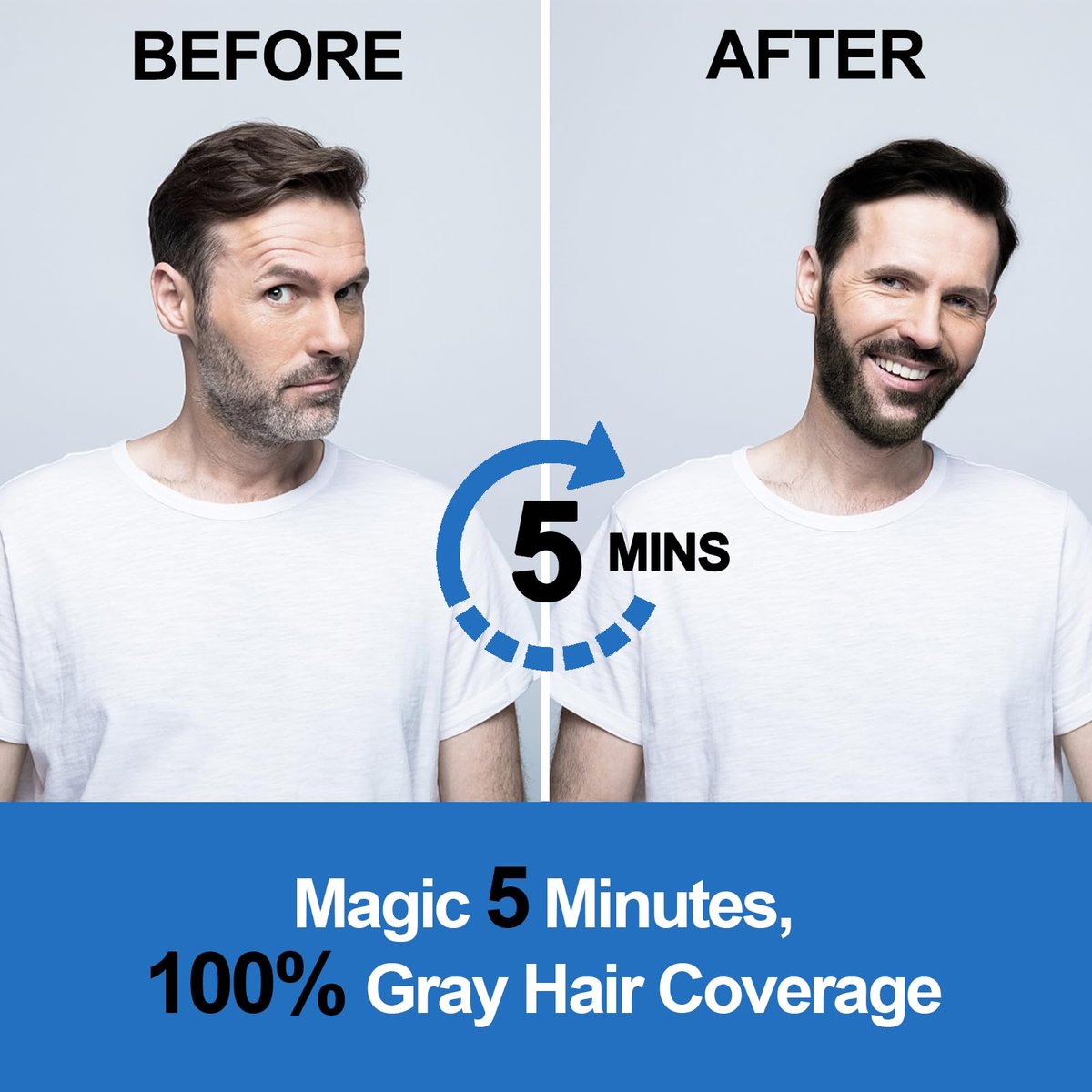 Men's Black Beard Dye - 3 in 1 Hair Dye Shampoo for Gray Hair Coverage | Quick & Easy at Home | Long Lasting 200ML Avelisse