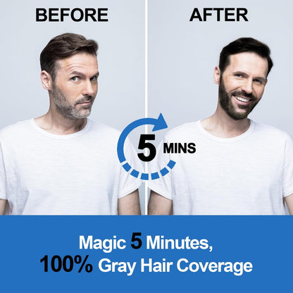 Men's Black Beard Dye - 3 in 1 Hair Dye Shampoo for Gray Hair Coverage | Quick & Easy at Home | Long Lasting 200ML Avelisse