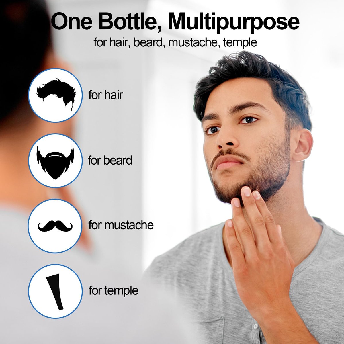 Men's Black Beard Dye - 3 in 1 Hair Dye Shampoo for Gray Hair Coverage | Quick & Easy at Home | Long Lasting 200ML Avelisse