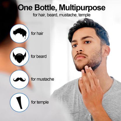 Men's Black Beard Dye - 3 in 1 Hair Dye Shampoo for Gray Hair Coverage | Quick & Easy at Home | Long Lasting 200ML Avelisse