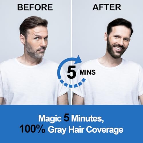 Men's Black Beard Dye - 3 in 1 Hair Dye Shampoo for Gray Hair Coverage | Quick & Easy at Home | Long Lasting 200ML Avelisse