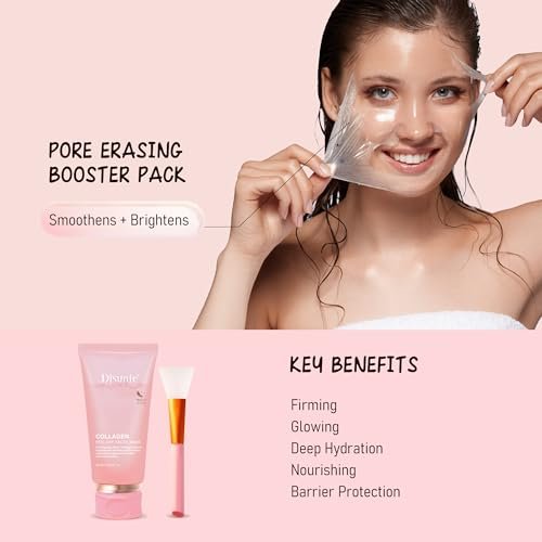 Disunie Collagen Overnight Wrapping Mask with Brush – 3.04 oz Night Peel-off Facial Mask with Ceramide NP & Niacinamide for Glowing, Moisturized, and Firm Skin Avelisse