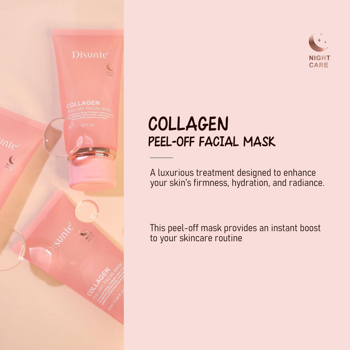 Disunie Collagen Overnight Wrapping Mask with Brush – 3.04 oz Night Peel-off Facial Mask with Ceramide NP & Niacinamide for Glowing, Moisturized, and Firm Skin Avelisse